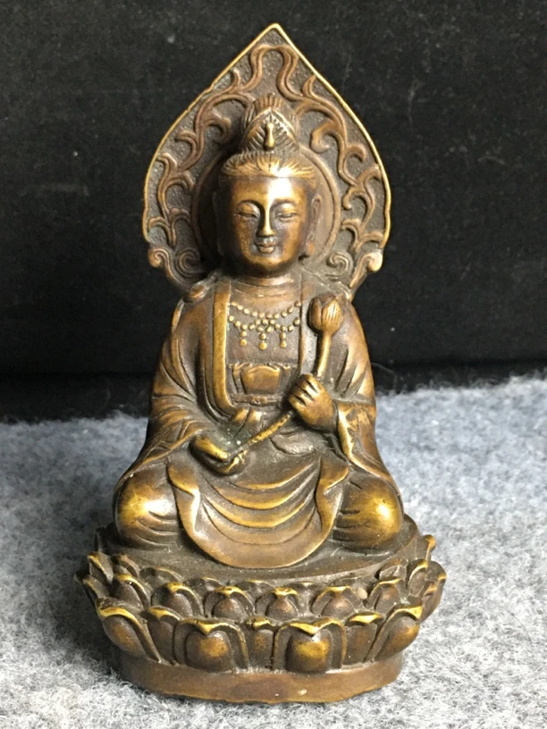 铜精制普贤菩萨像，尺寸高13.5cm，重量尺寸咨询客服。