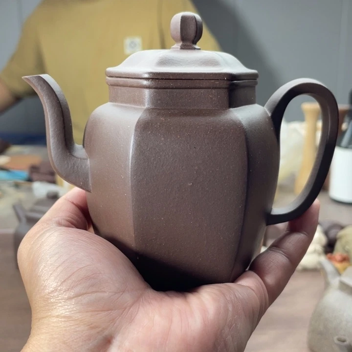 茶壶紫砂六方高宫灯，紫泥