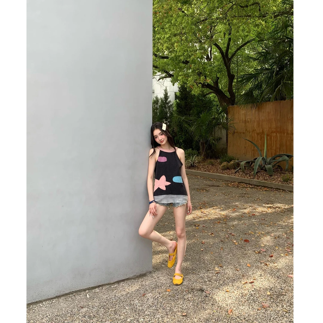 Lizy李子怡【74棉+4羊毛】拼接贴布小众设计背心无袖上衣