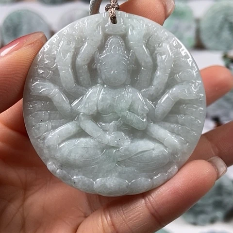翡翠颈饰未镶嵌千手观音福利