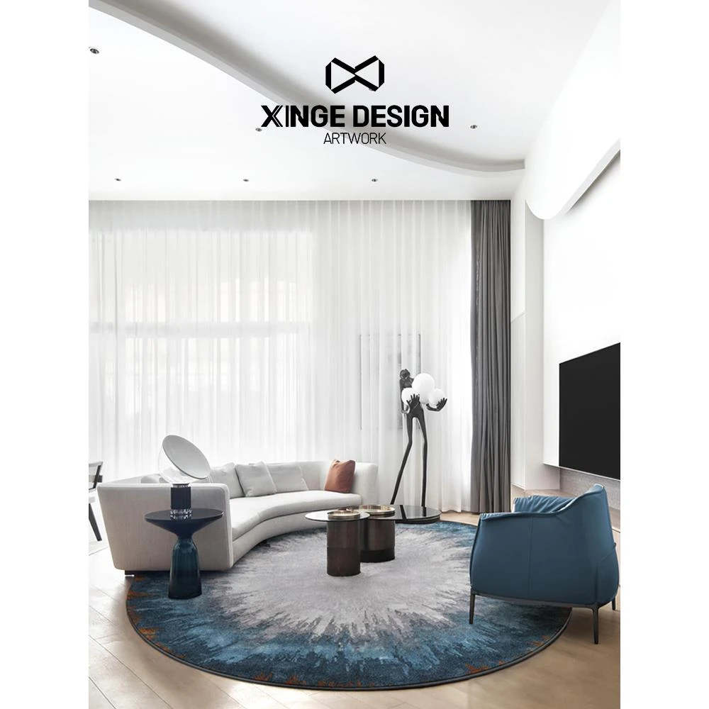 高端意大利简单圆形地毯客厅卧室床边毯子衣帽间电子竞技室地板垫