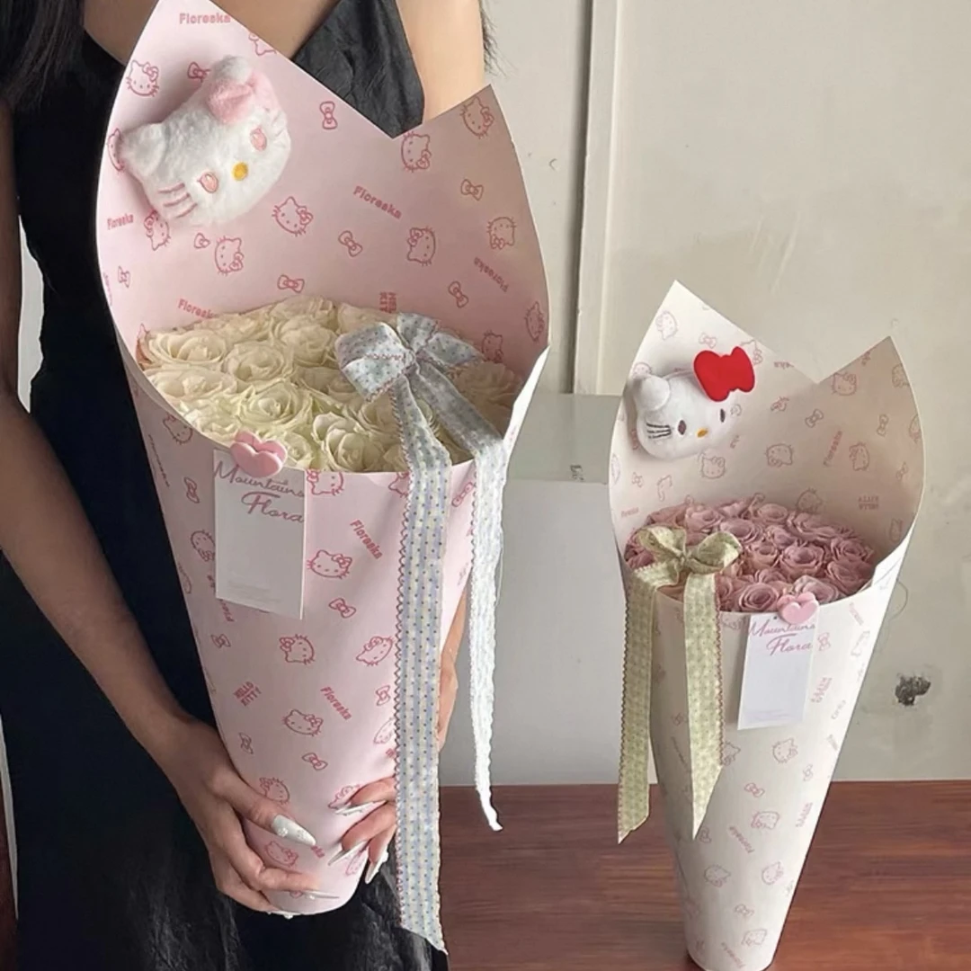 「中浩」新款kitty冰淇淋花束一体式定型片花店甜筒花束包装材料