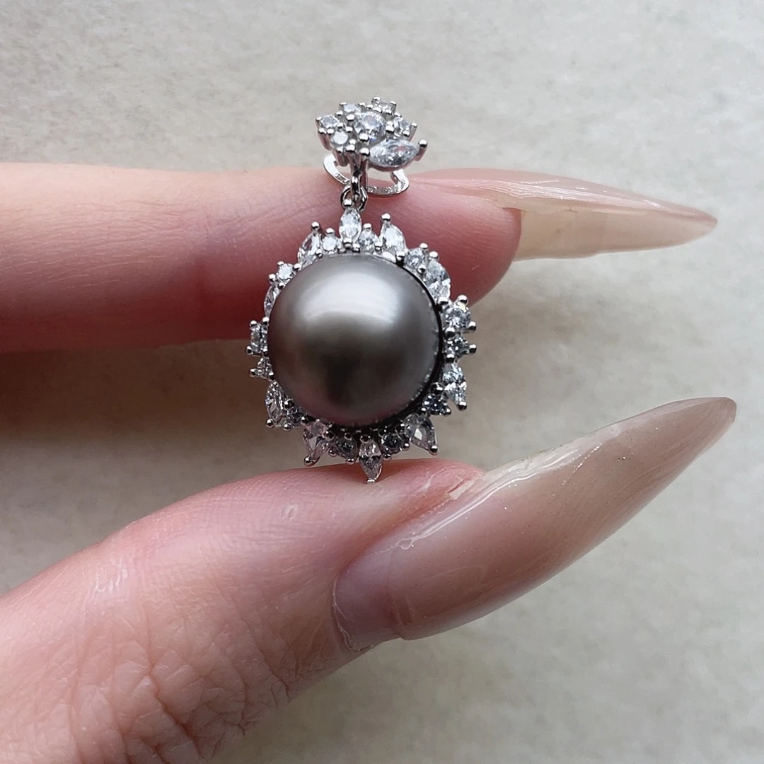 吊坠56银S925镶嵌海水珍珠