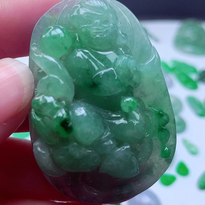 翡翠未镶嵌吊坠(不含链)金童玉女