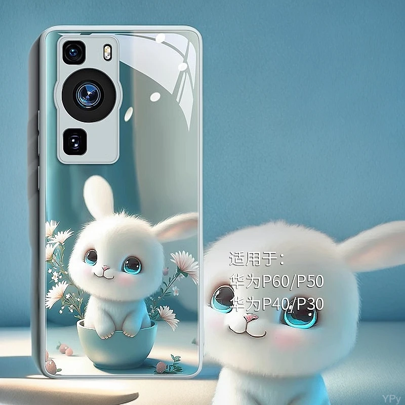 适用华为P60手机壳P60Pro保护套P40Pro网红高级玻璃壳P50Pro镜头P