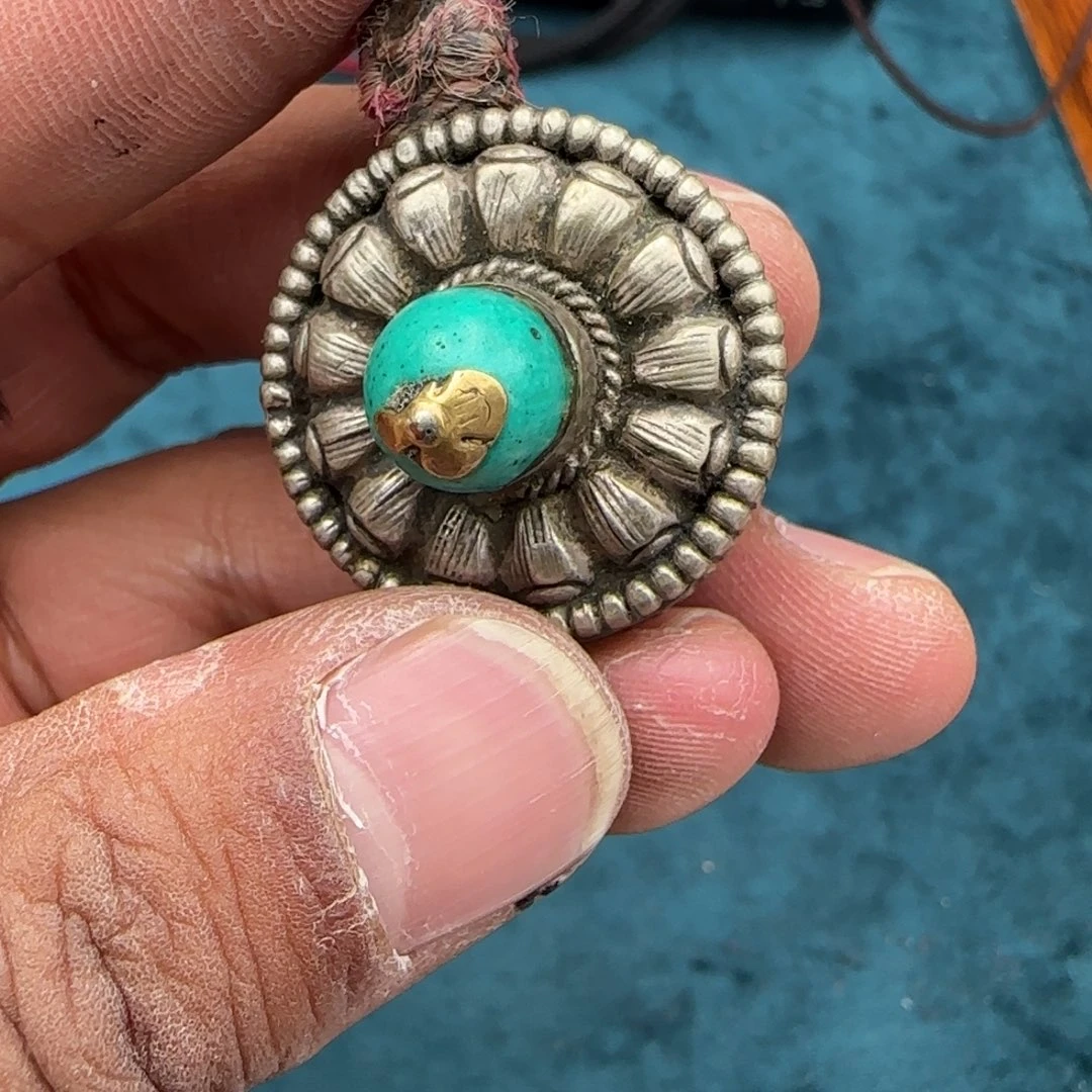 琉璃颈饰藏弟出品，藏区老念珠配饰卡子2