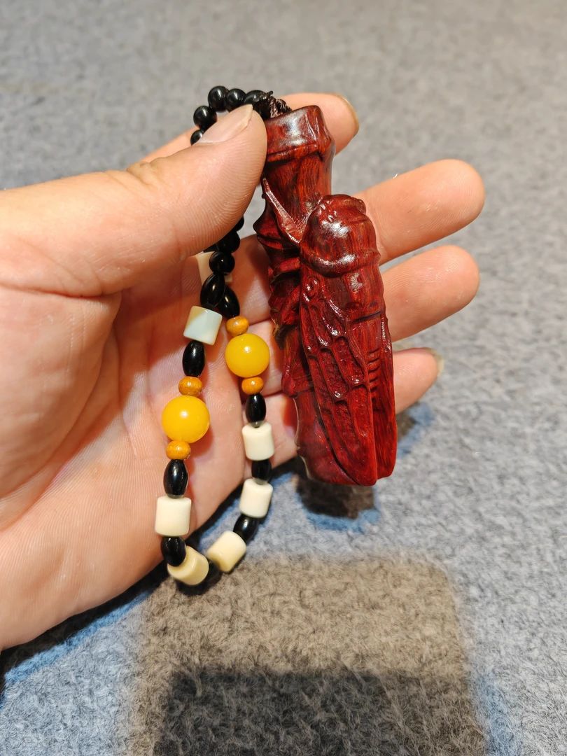 紫檀知足常乐，节节高升把件一个