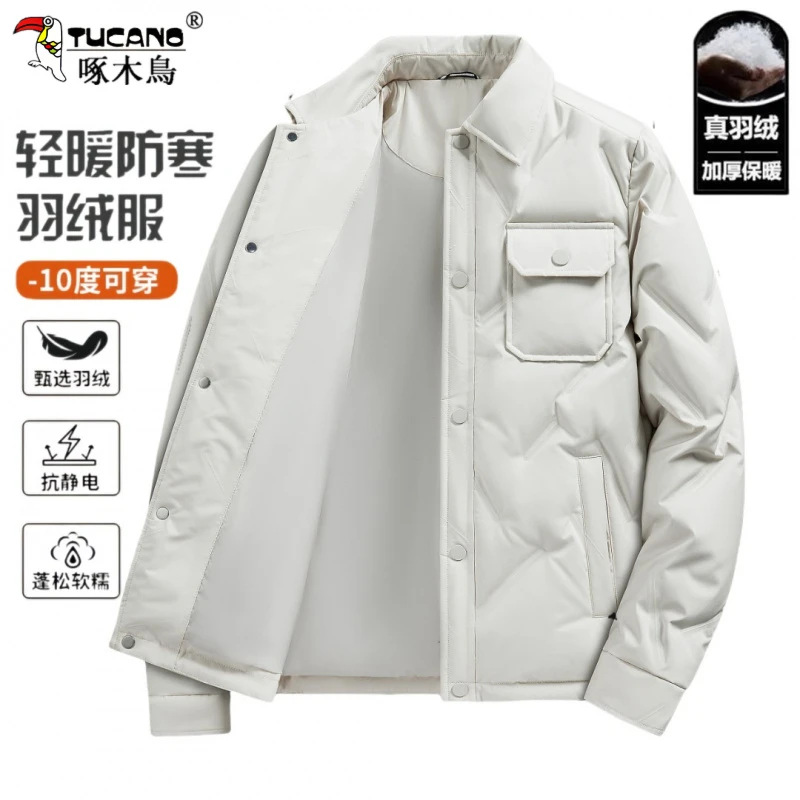 TUCANO/啄木鳥新款衬衫领轻薄羽绒服外套男士商务潮流百搭工装潮