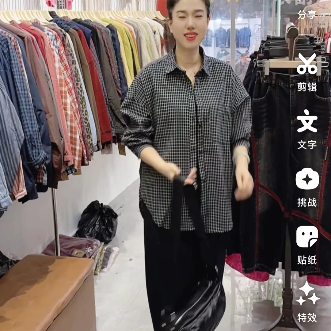 2025欧式简约休闲妍格子衬衫