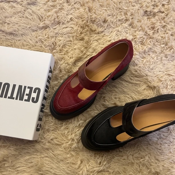 2025新款春夏增高厚底马毛时尚简约休闲矮个子必备单鞋/D6862