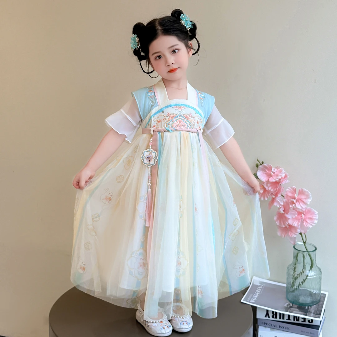 女童汉服连衣裙夏装2025新款儿童洋气时髦女宝宝超仙古装薄款襦裙