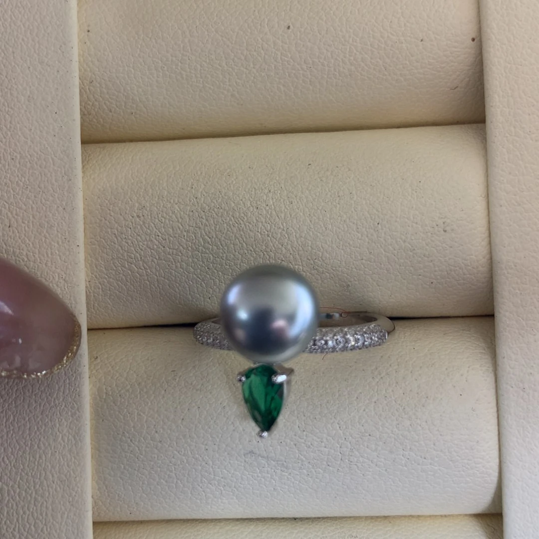 银S925镶嵌海水珍珠戒指