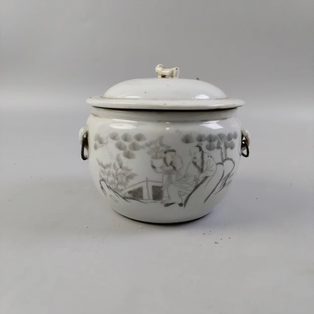 18 197 民 国 墨彩人物粥罐-5170202