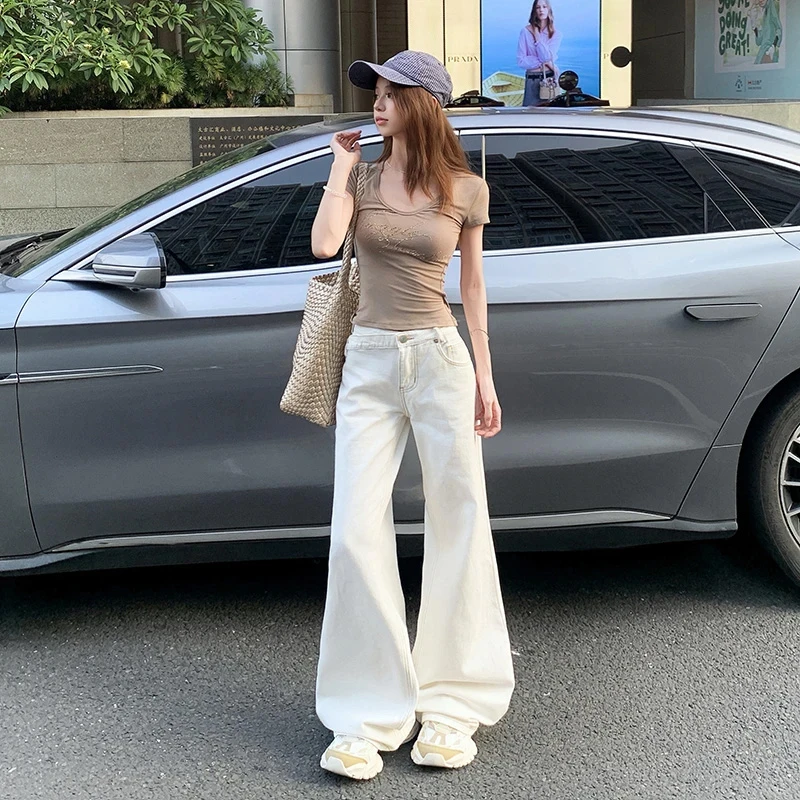 Zhouluoxi美式复古牛仔裤女秋季2025年新款小个子显瘦高腰喇叭裤