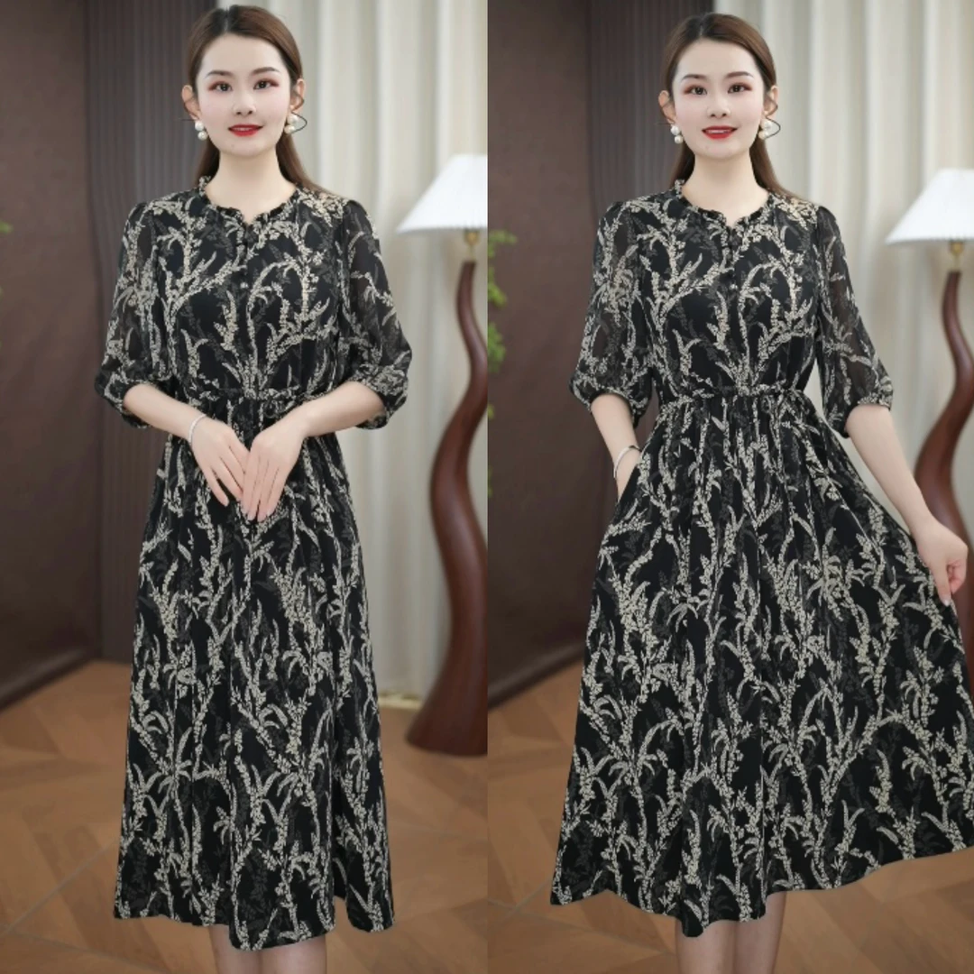 时尚法式显瘦百搭洋气收腰2025新款连衣裙Z-2