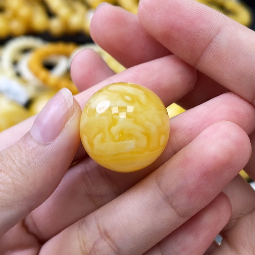 蜜蜡未镶嵌珠宝奇石瑕圆珠21mm