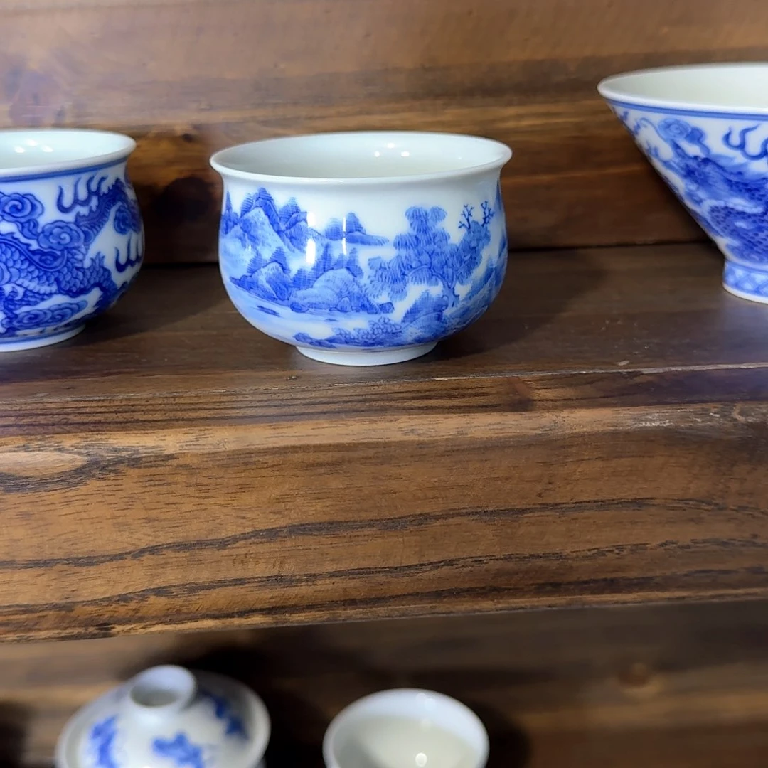 k****n明逸堂青花山水杯