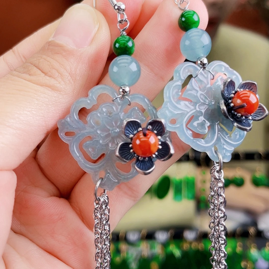 翡翠未镶嵌耳饰饰品