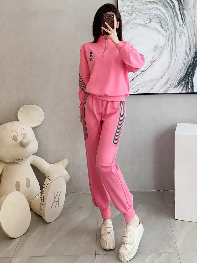 休闲运动服套装女2025春秋季新款宽松时尚洋气潮流卫衣卫裤两件套