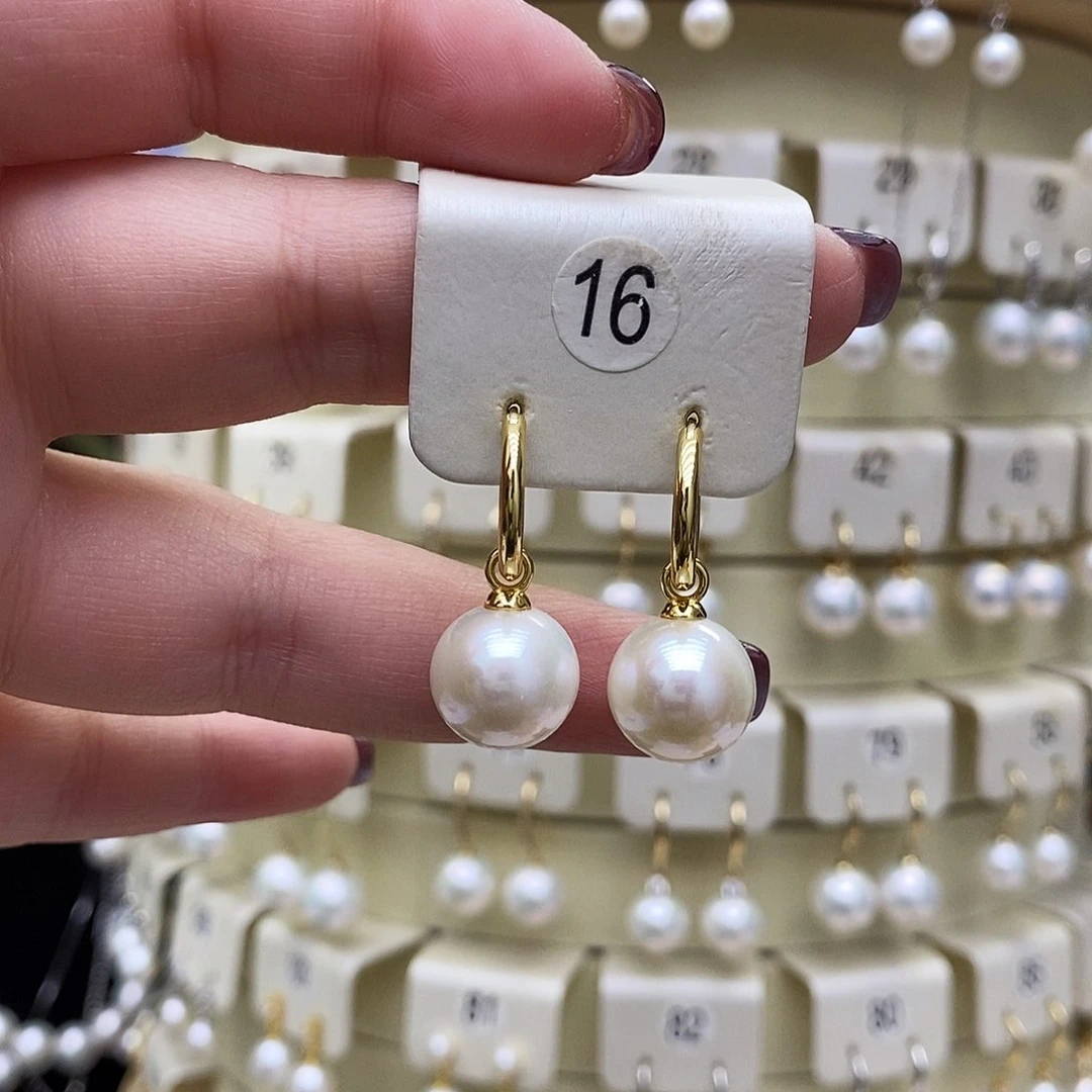 淡水珍珠耳饰银S925镶嵌