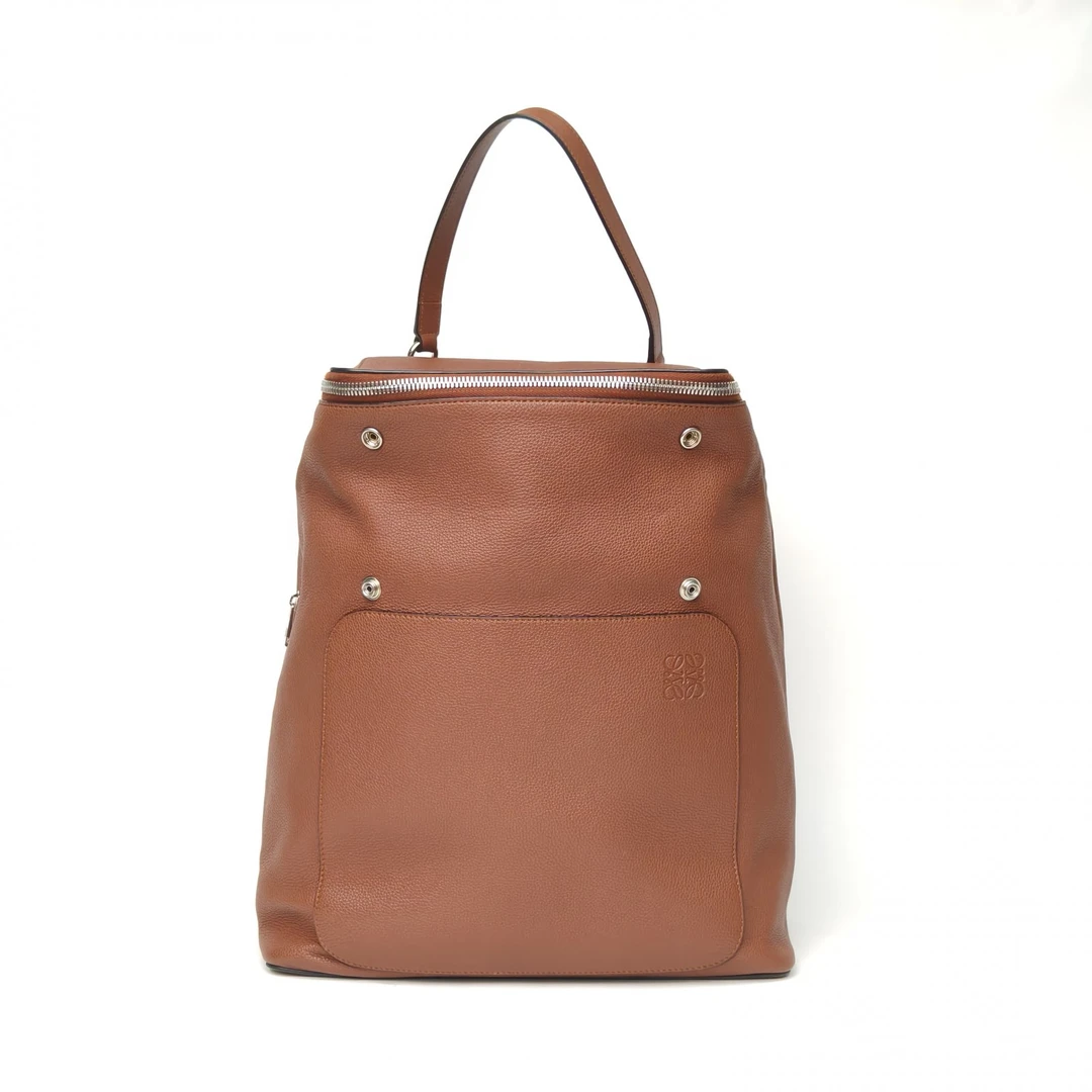 95新 LOEWE/罗意威 【花花】 棕色 皮革C Goya Backpack 双肩包