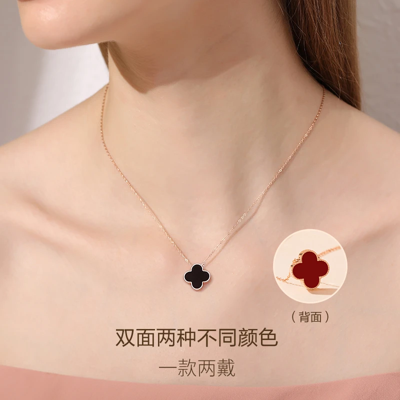 吊坠925银 正品保障2025双面两戴四叶草项链高级感轻奢礼物送女友