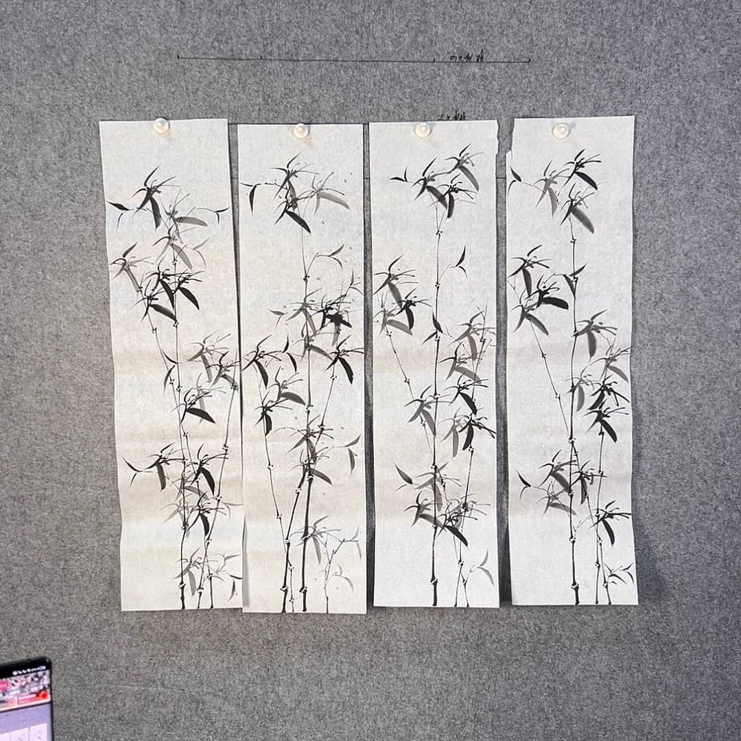 国画485 花鸟在树丛的顶端发出巨大声音