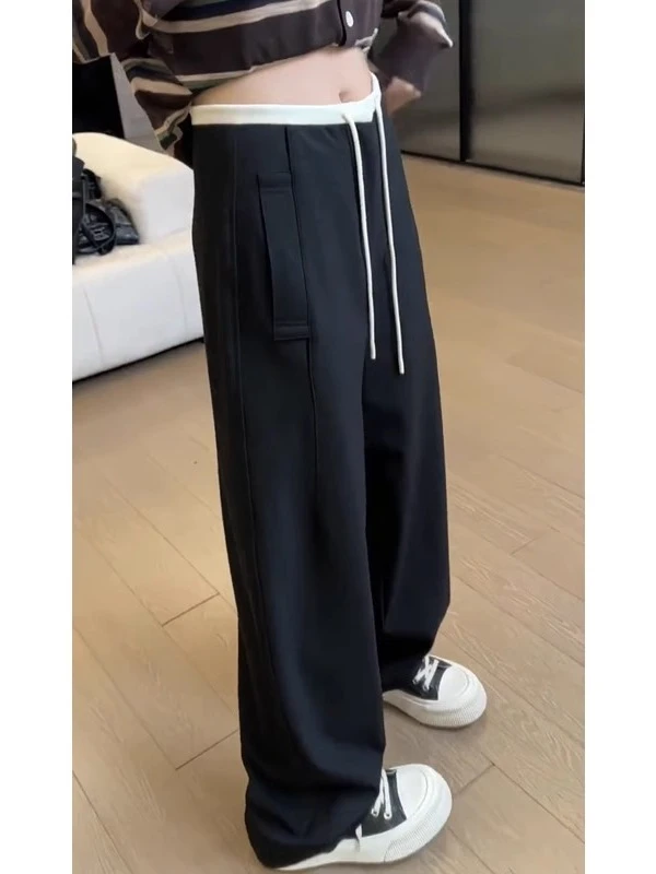 秋新款黑色西装阔腿裤高腰休闲垂感直筒裤大码女装胖妹妹