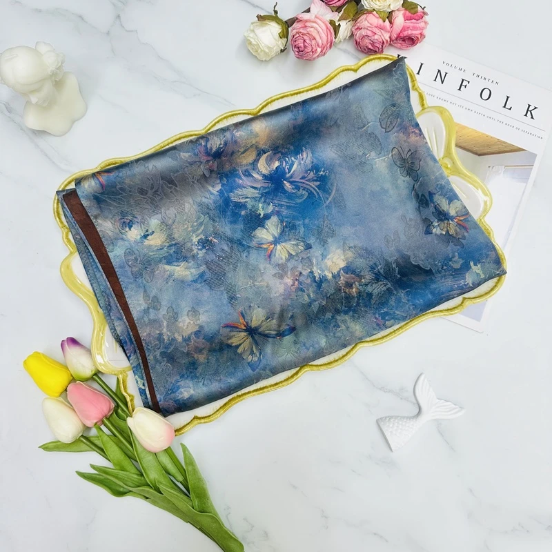 【暗夜幽蝶】香云纱真丝 提花花萝 40姆米 料子 宽70cm*长180cm