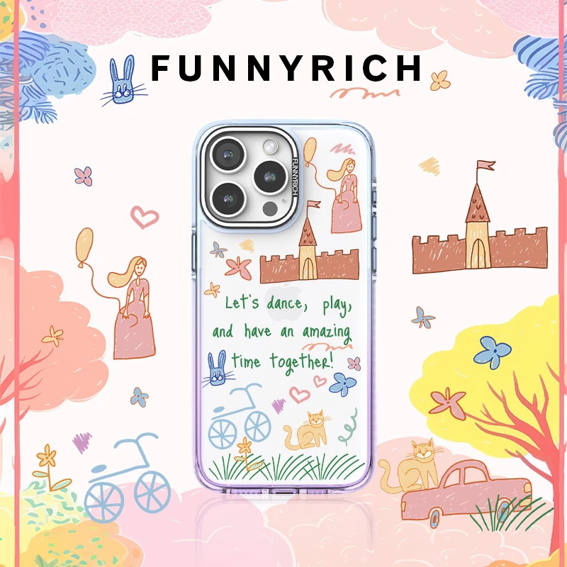 FUNNYRICH童话游乐园适用iPhone17ProMax手机壳渐变苹果16/15新款