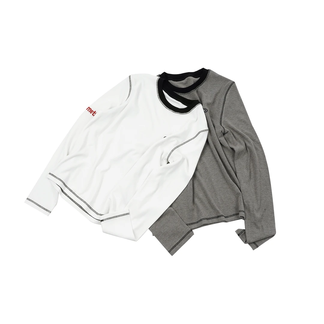 FAIRFAFO林肉肉【字母撞色刺绣打底衫】DC5ZA0208刺绣圆领打底衫