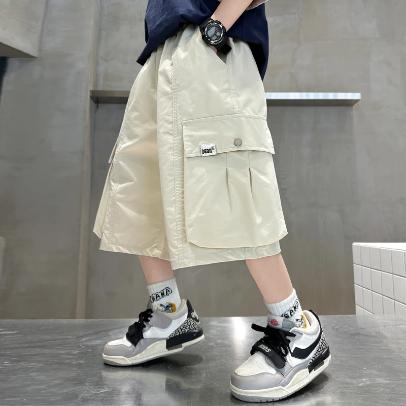 男童夏季工装短裤2025新款儿童休闲薄款速干五分裤多口袋潮流中裤