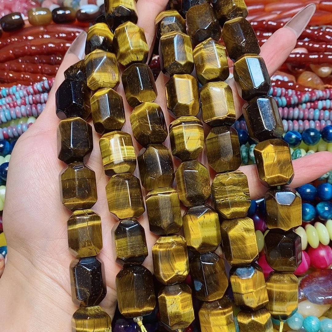 玛瑙/玉髓散珠天然A货黄虎眼一条16✖️20mm