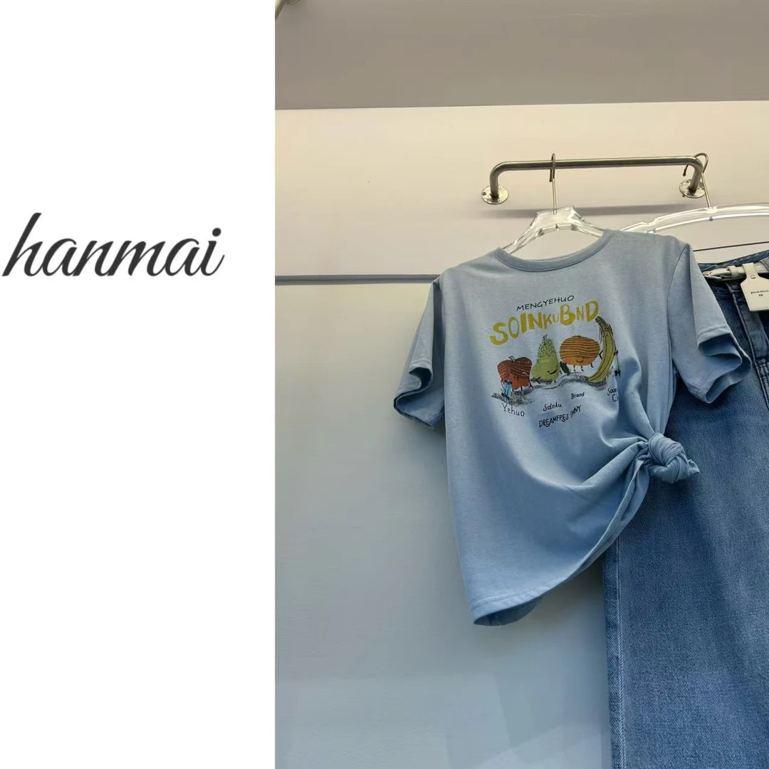 51欧版水果字母撞色百搭短袖T恤