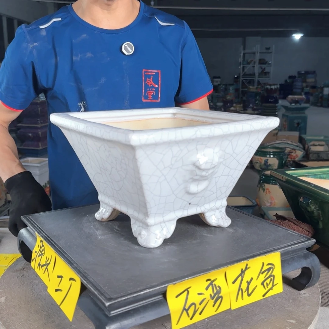 一风堂石湾花盆  内口19，内深13高温裂微瑕