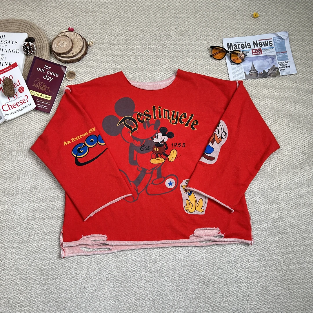 2025早春新款休闲时尚百搭卡通印花打底长袖T恤卫衣8744