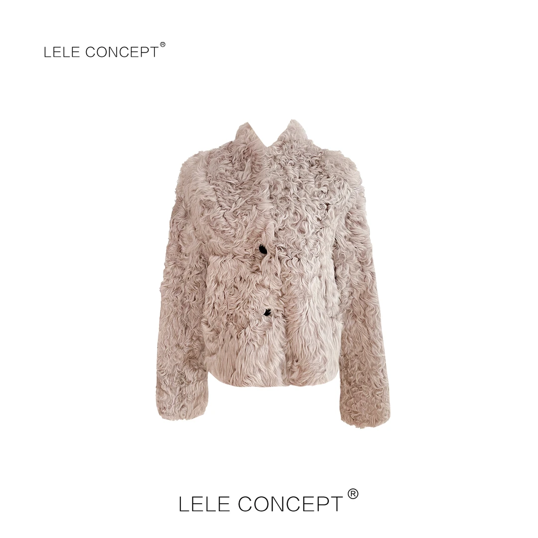 LELE CONCEPT | 【美超】都市气质两扣卷毛短款皮毛外套P0100