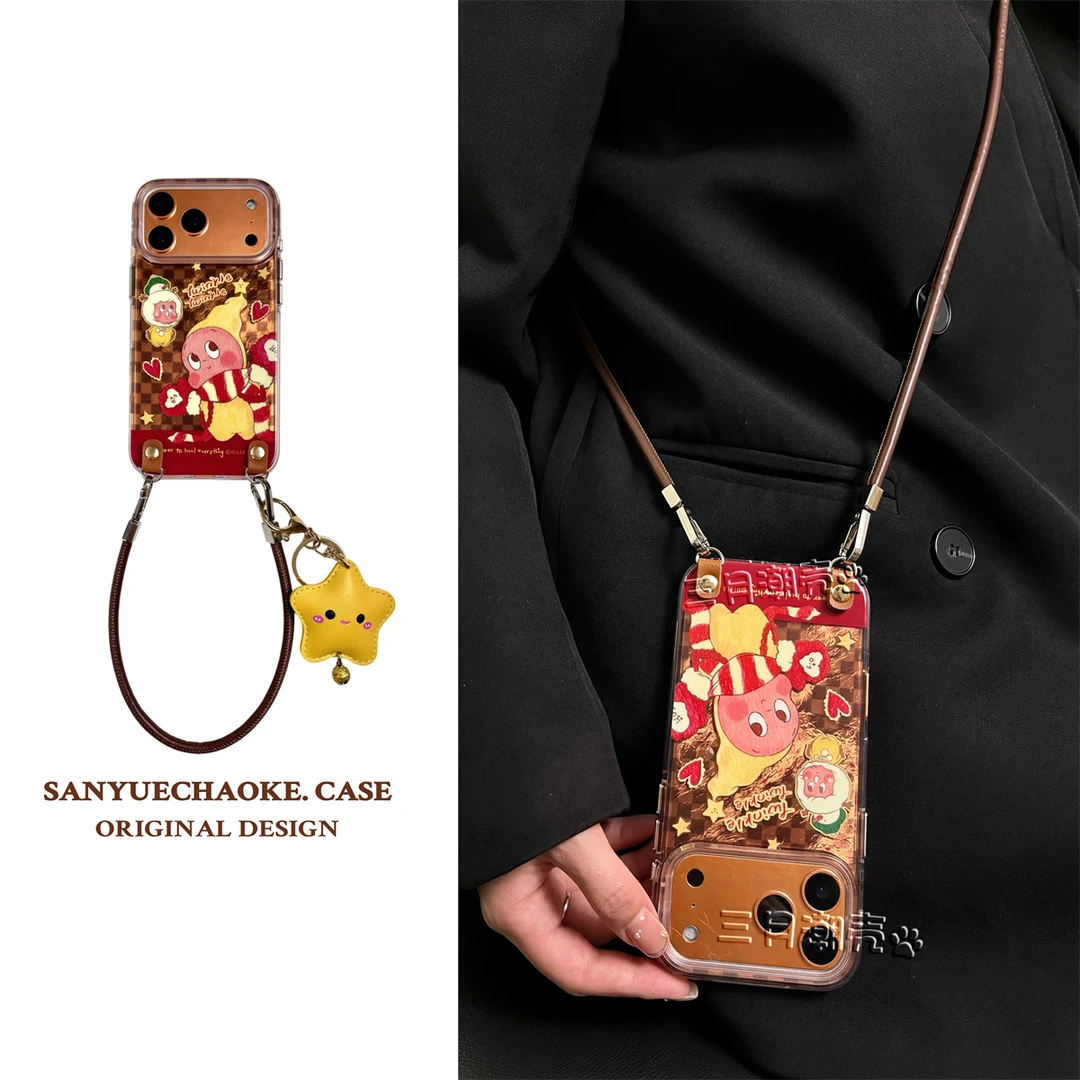 日韩卡通围巾星星人适用iPhone17pro手机壳苹果16promax新款14女