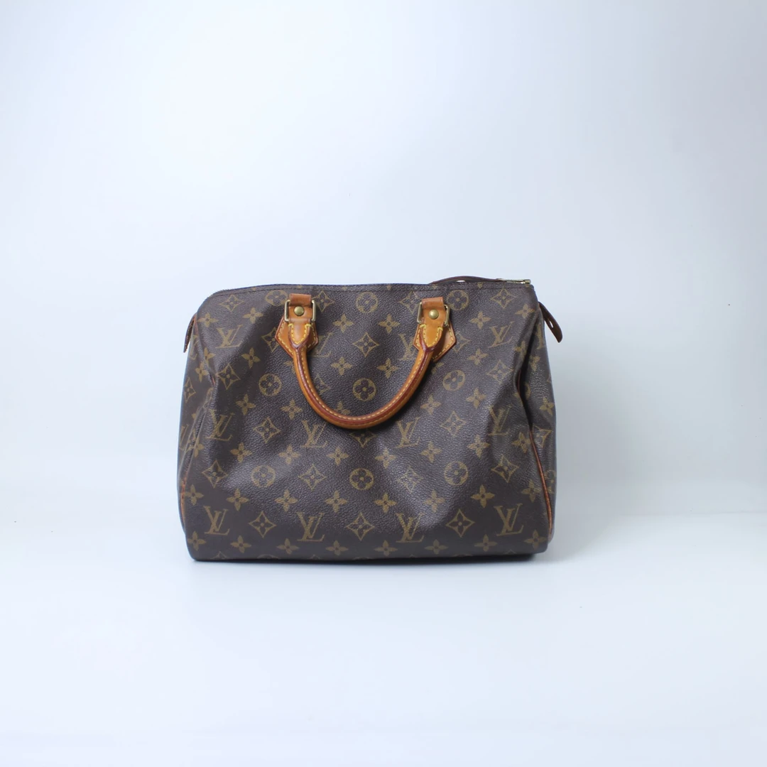 95新 LouisVuitton/路易威登 MB0087老花Speedy30手提款枕头包