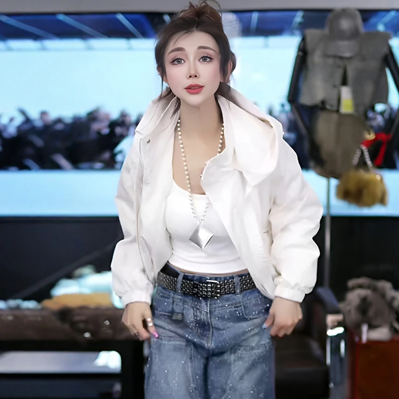 黑色连帽短款冲锋衣外套女春秋2026新款爆款宽松户外工装夹克上衣