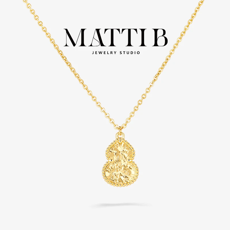 铜合金项链 中古风福禄龙鳞碎冰吊坠女高级爆款葫芦锁骨颈链2042