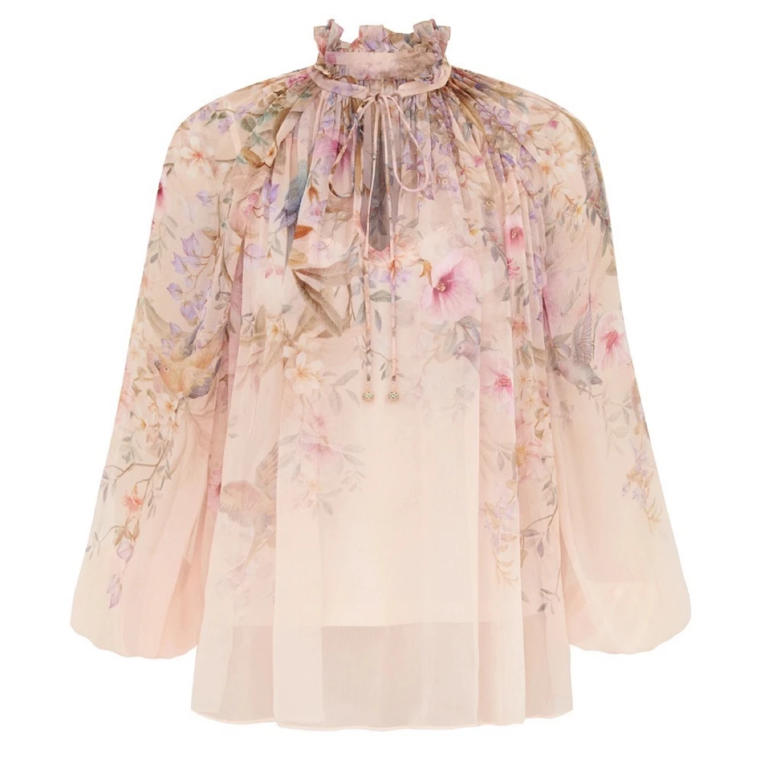 26早春新款真丝印花经典上衣