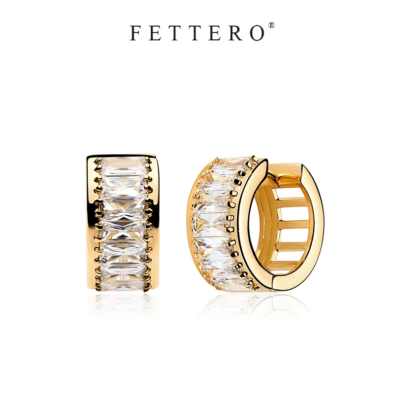 fettero 铜合金耳饰 【一排T锆耳环】气质轻奢时尚精致镶嵌