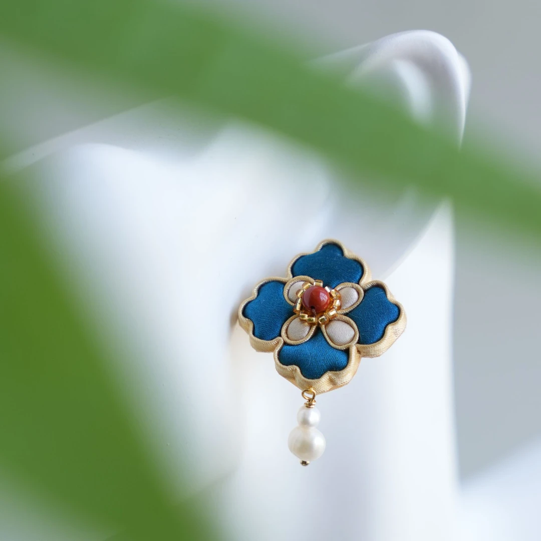 非金属布艺耳饰 青寻盘扣「敦煌」耳钉•纯手工旗袍新中式配饰