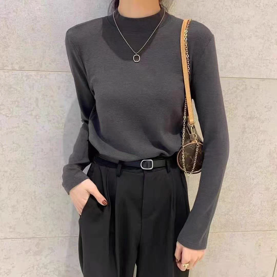 小立领磨毛打底衫