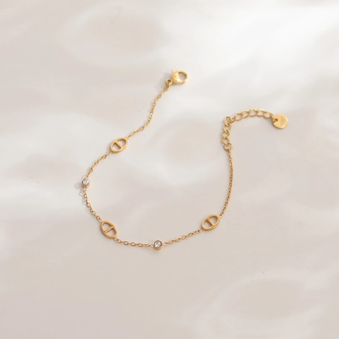 钛钢手链 8755猪鼻子微镶小手链精致百搭钛钢轻奢不掉色女