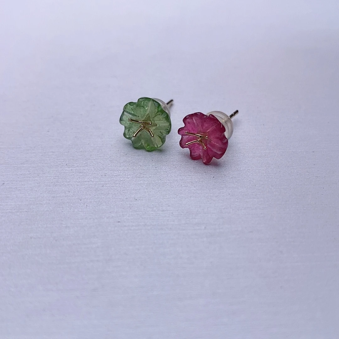 碧玺耳饰18K金镶嵌碧玺耳饰