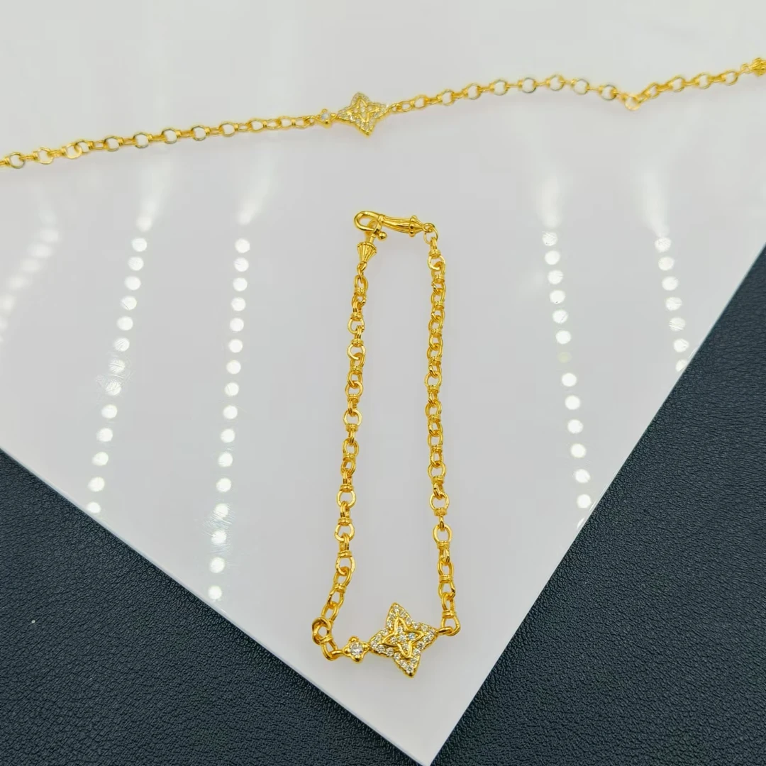 925银手链  「戴琴珠宝」FR5966-银星星手链