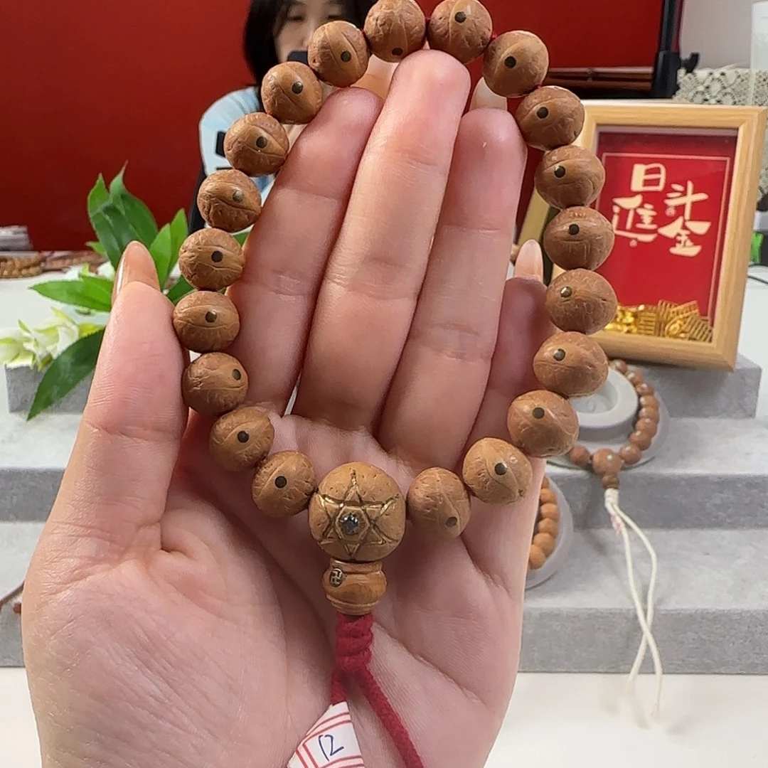 手串凤眼菩提12左右铜钉镶嵌手串