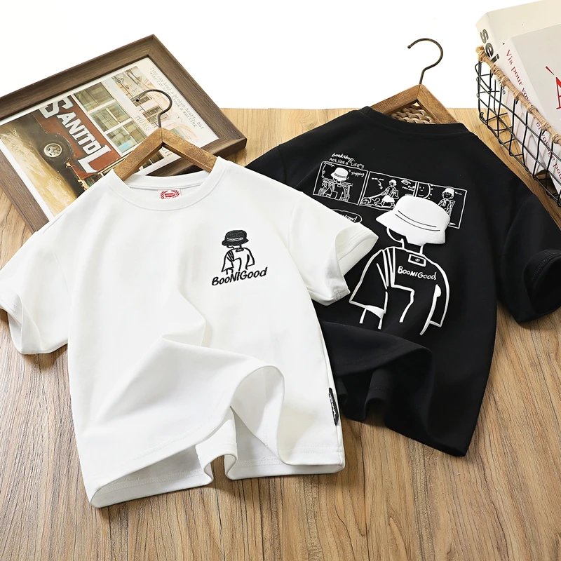 男童夏季新款圆领宽松短袖T恤中大童洋气休闲百搭半袖6112